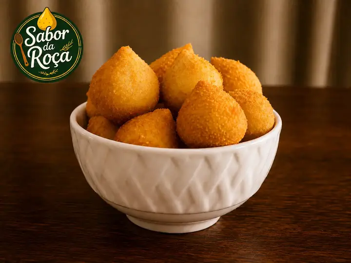 Coxinhas de frango da marca Salgados Sabor da Roça